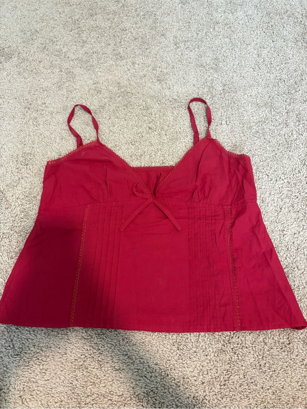 Amazon Red Spaghetti Strap Camisole with Front Tie